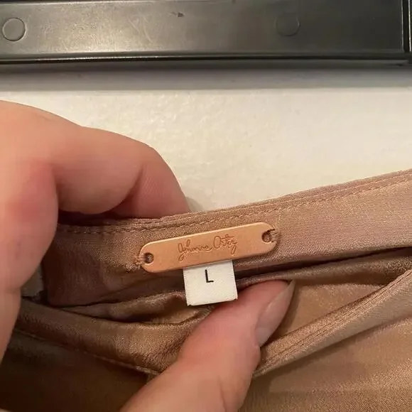 JOHANNA ORTIZ beige champagne satin maxi slip skirt sz L - Picture 5 of 7